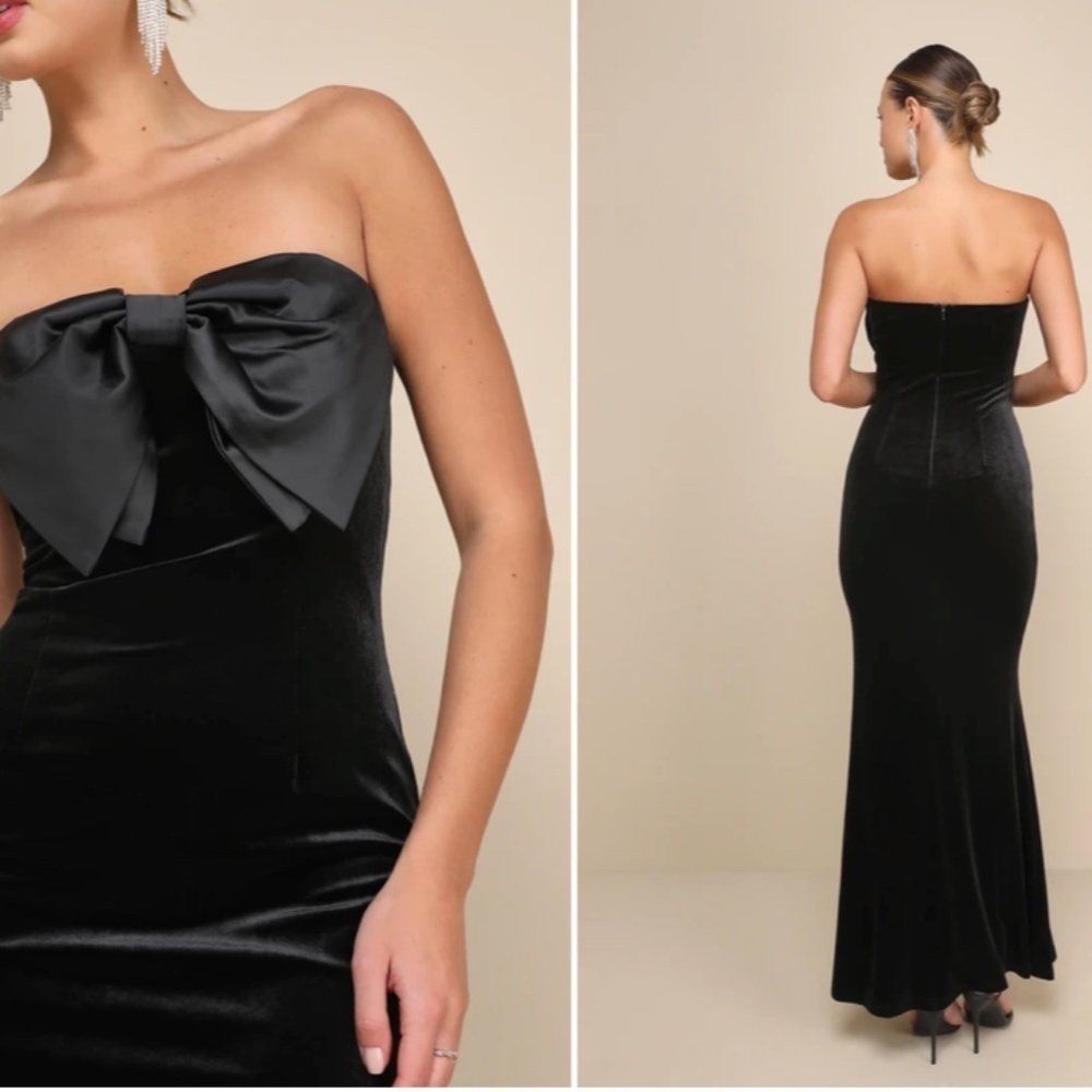 LULUS Prom Wedding Holiday Sexy Elegant Vixen Velvet Cocktail Maxi - Picture 4 of 4